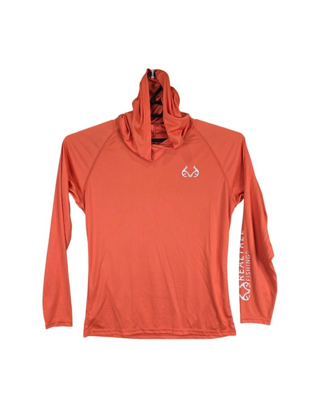 Mens Realtree Fishing Staghorn Orange Hooded Shirt Long Sleeve 100% Polyester L
